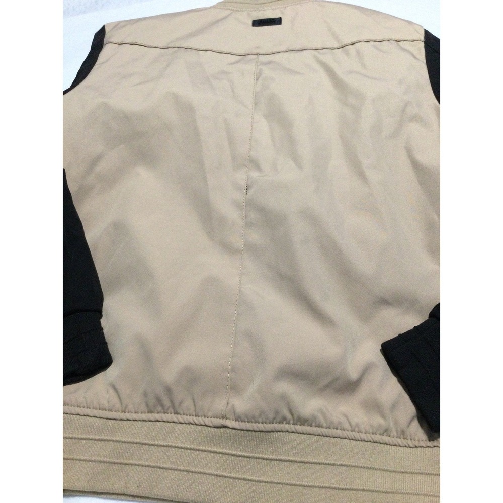 Fried Denim NYC Mens Small Tan Black Colorblock Varsity Bomber Jacket Snap Front - Picture 4 of 8